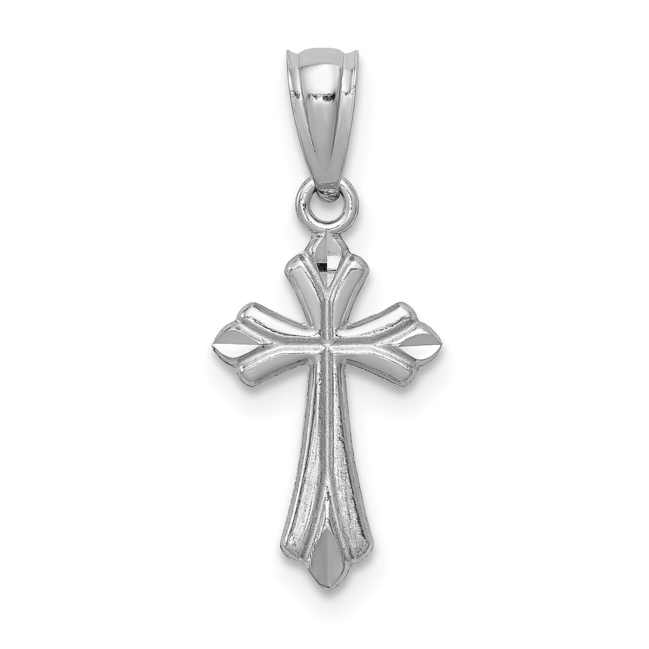 14K White Gold Cross Pendant Charm Jewelry Religious 21mm x 9mm